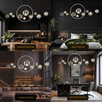 ARCHIPELAGO Glass Ball Chandelier Nordic Modern Dining Room Bedroom — Black White 7 to 18 Heads