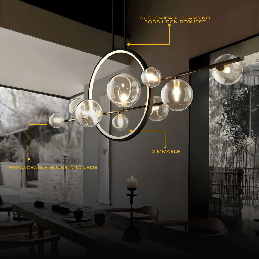ARCHIPELAGO Glass Ball Chandelier Nordic Modern Dining Room Bedroom — Black White 7 to 18 Heads