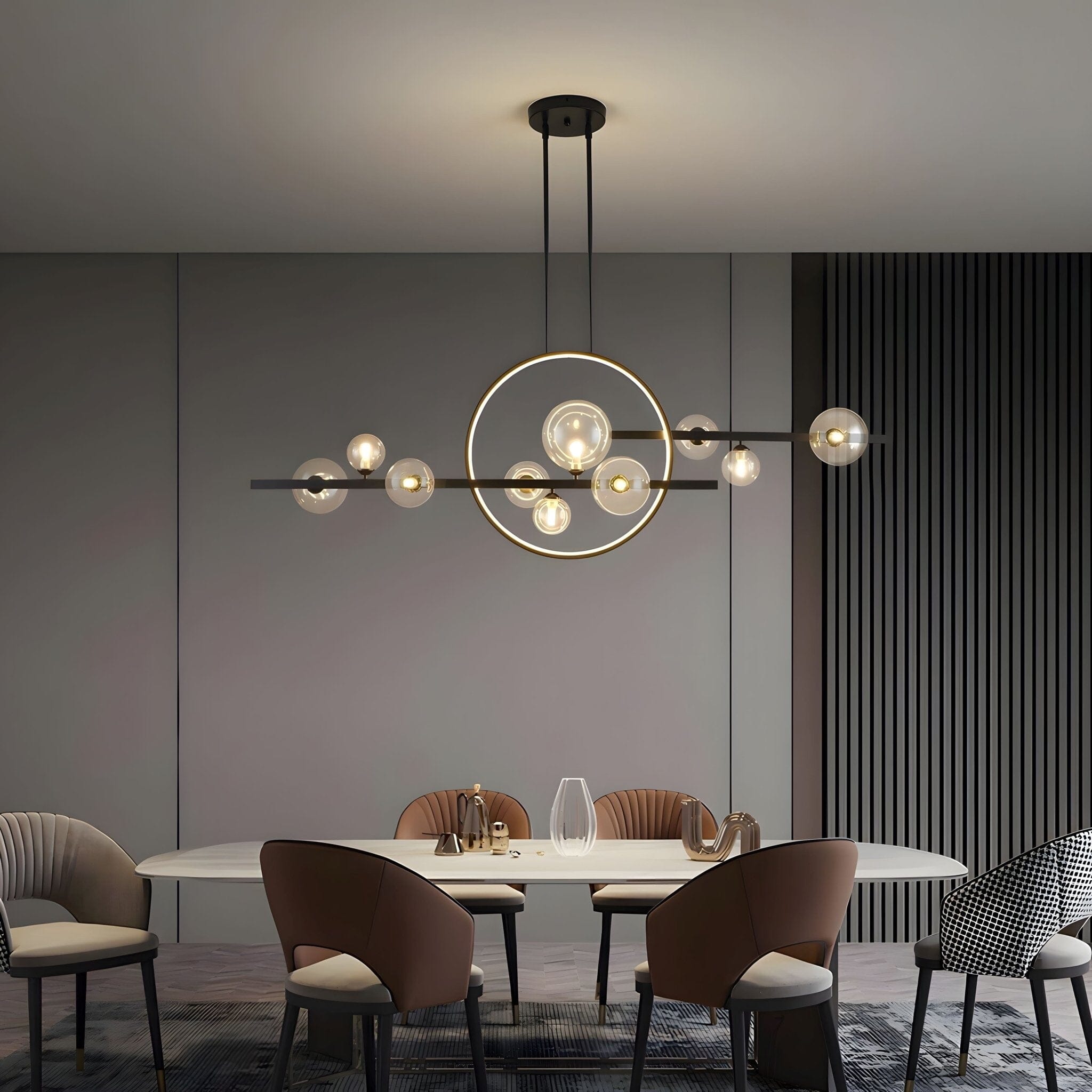 ARCHIPELAGO Glass Ball Chandelier Nordic Modern Dining Room Bedroom — Black White 7 to 18 Heads