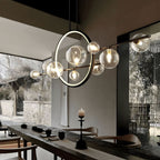 ARCHIPELAGO Glass Ball Chandelier Nordic Modern Dining Room Bedroom — Black White 7 to 18 Heads