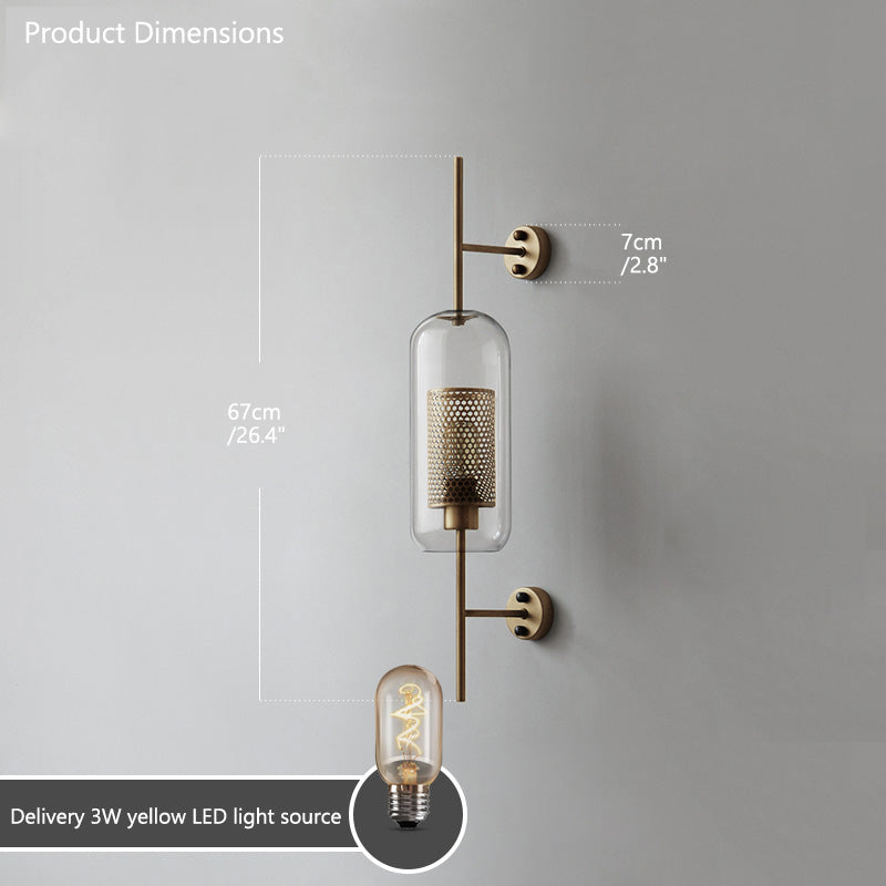 Industrial Hurricane Wall Sconce Brass Glass Vintage Indoor Bedroom Living Room Bar — Black Brass