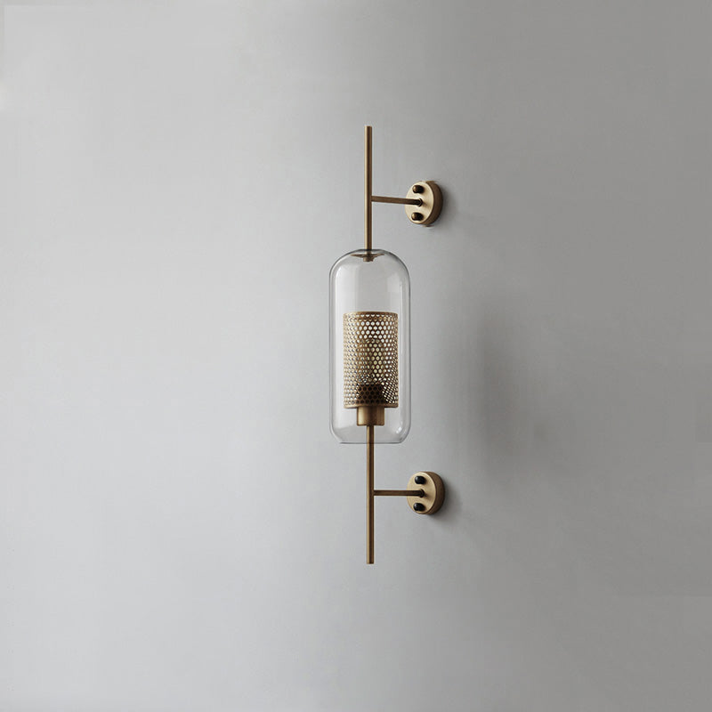 Industrial Hurricane Wall Sconce Brass Glass Vintage Indoor Bedroom Living Room Bar — Black Brass