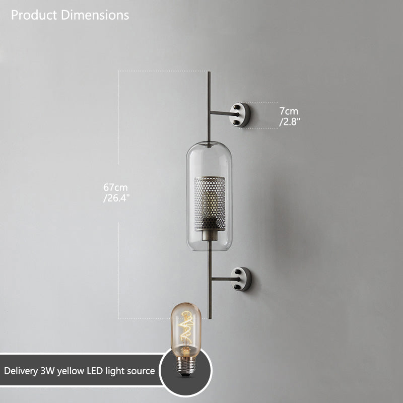 Industrial Hurricane Wall Sconce Brass Glass Vintage Indoor Bedroom Living Room Bar — Black Brass
