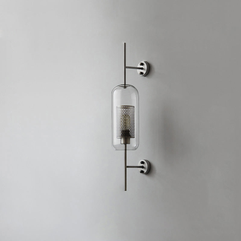 Industrial Hurricane Wall Sconce Brass Glass Vintage Indoor Bedroom Living Room Bar — Black Brass