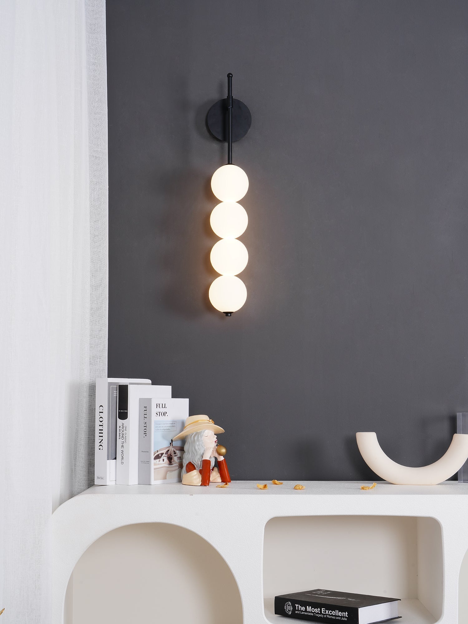 Abacus LED Wall Lamp Gold Black Ball Sconce Bedroom Living Room Restaurant