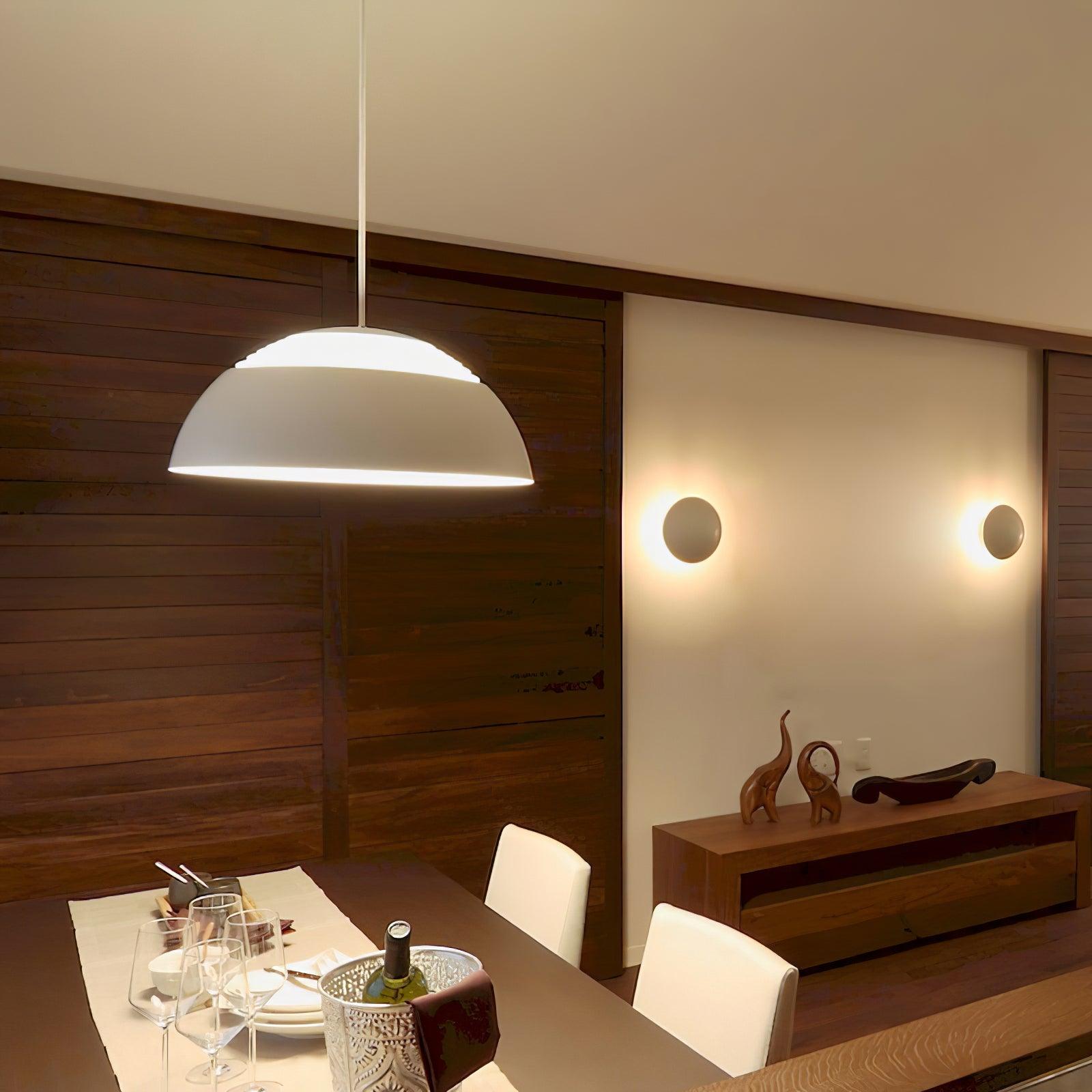 Abat Jour Metal Pendant Lamp Modern Dimmable Dining Room Living Room — Black White 14 to 19 Inch