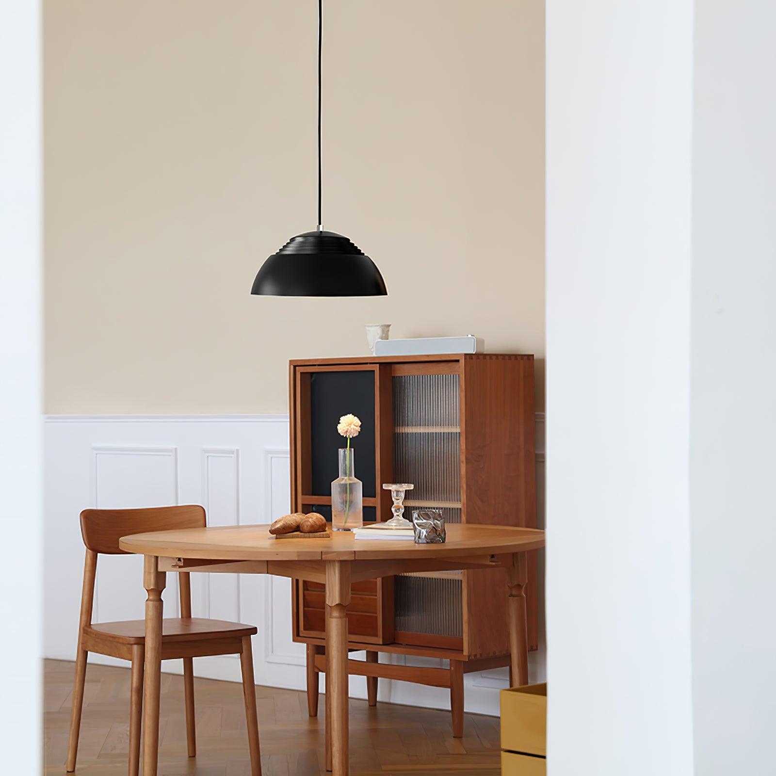 Abat Jour Metal Pendant Lamp Modern Dimmable Dining Room Living Room — Black White 14 to 19 Inch