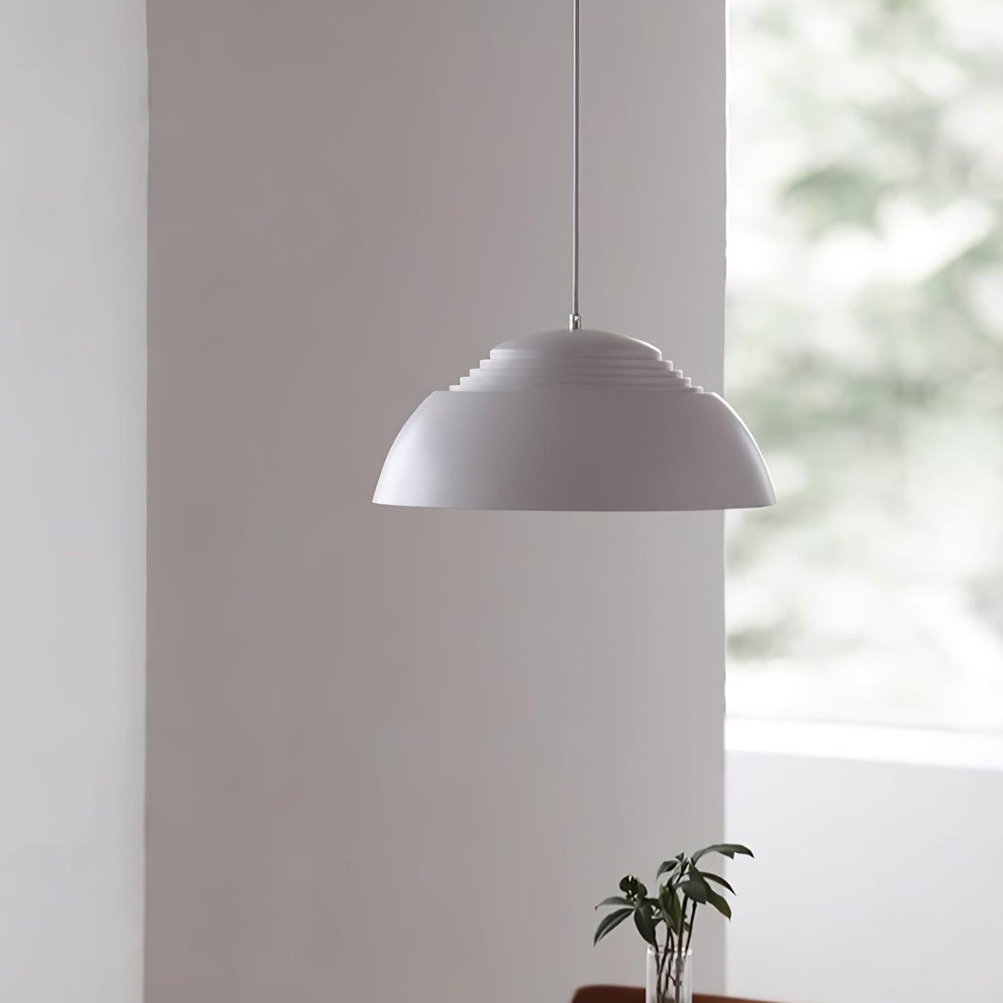 Abat Jour Metal Pendant Lamp Modern Dimmable Dining Room Living Room — Black White 14 to 19 Inch