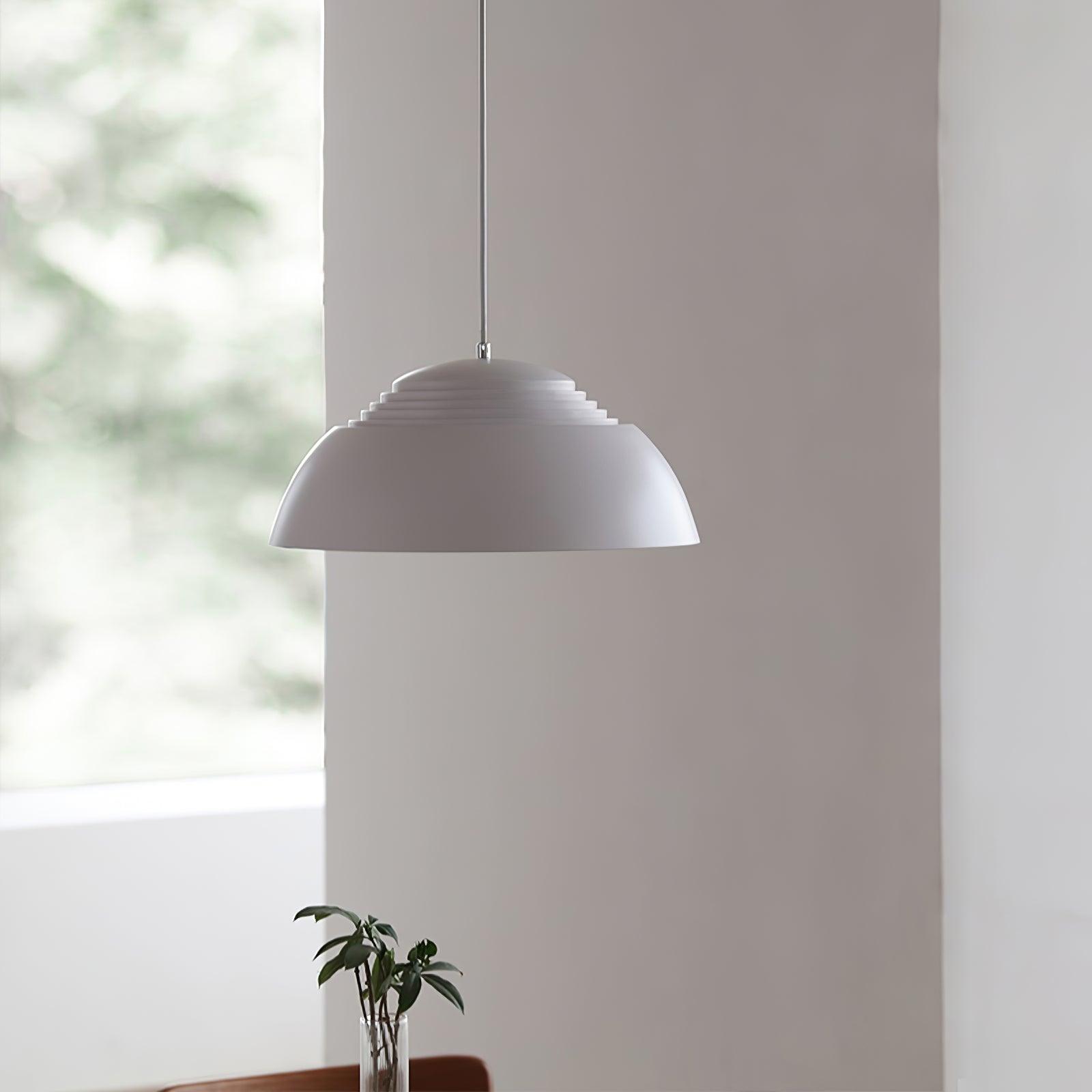 Abat Jour Metal Pendant Lamp Modern Dimmable Dining Room Living Room — Black White 14 to 19 Inch