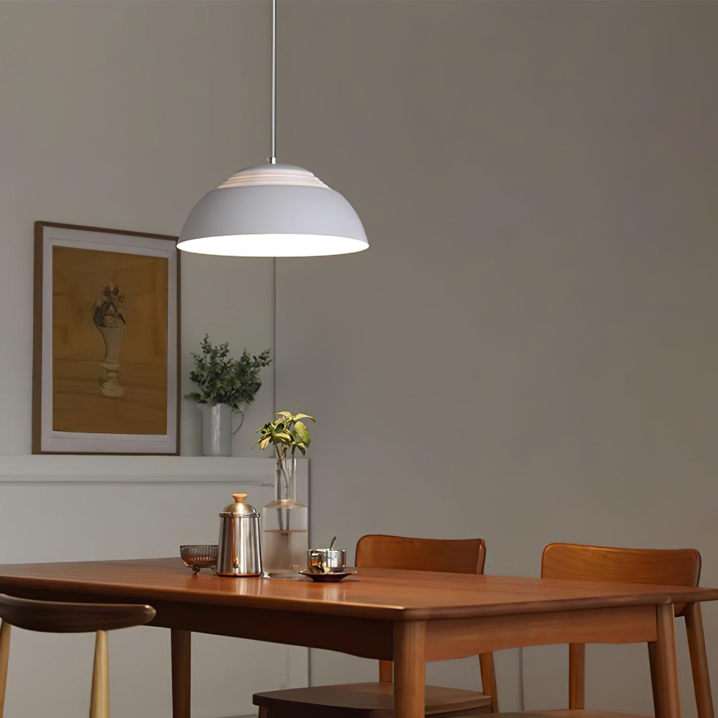 Abat Jour Metal Pendant Lamp Modern Dimmable Dining Room Living Room — Black White 14 to 19 Inch