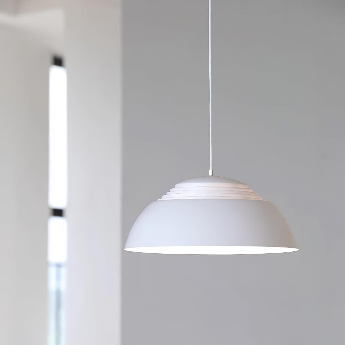 Abat Jour Metal Pendant Lamp Modern Dimmable Dining Room Living Room — Black White 14 to 19 Inch