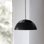 Abat Jour Metal Pendant Lamp Modern Dimmable Dining Room Living Room — Black White 14 to 19 Inch