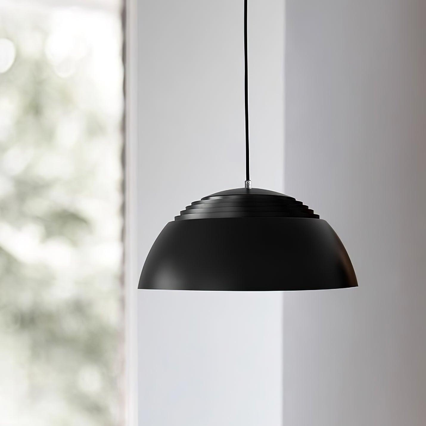 Abat Jour Metal Pendant Lamp Modern Dimmable Dining Room Living Room — Black White 14 to 19 Inch
