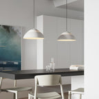 Abat Jour Metal Pendant Lamp Modern Dimmable Dining Room Living Room — Black White 14 to 19 Inch