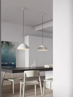Abat Jour Metal Pendant Lamp Modern Dimmable Dining Room Living Room — Black White 14 to 19 Inch