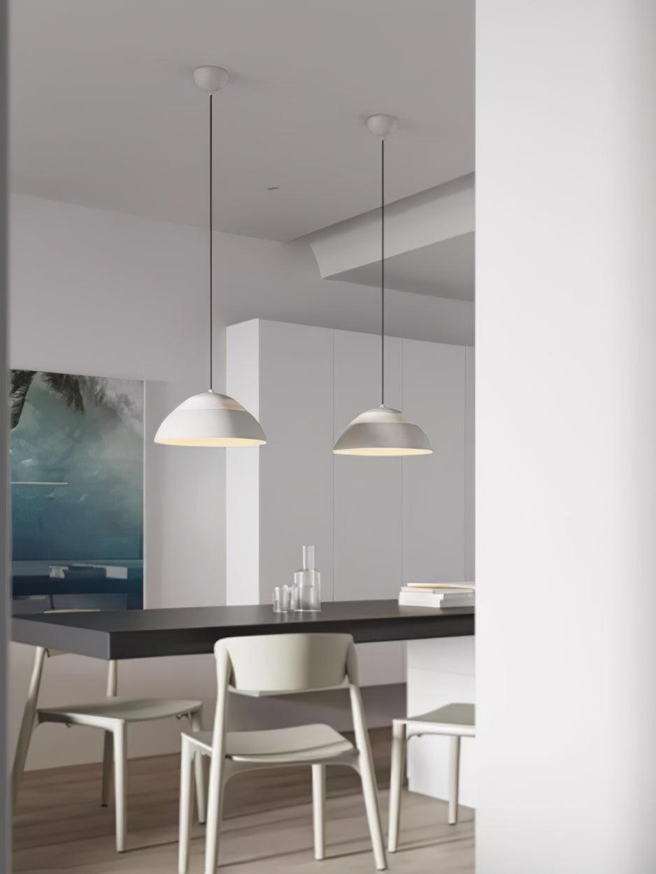Abat Jour Metal Pendant Lamp Modern Dimmable Dining Room Living Room — Black White 14 to 19 Inch