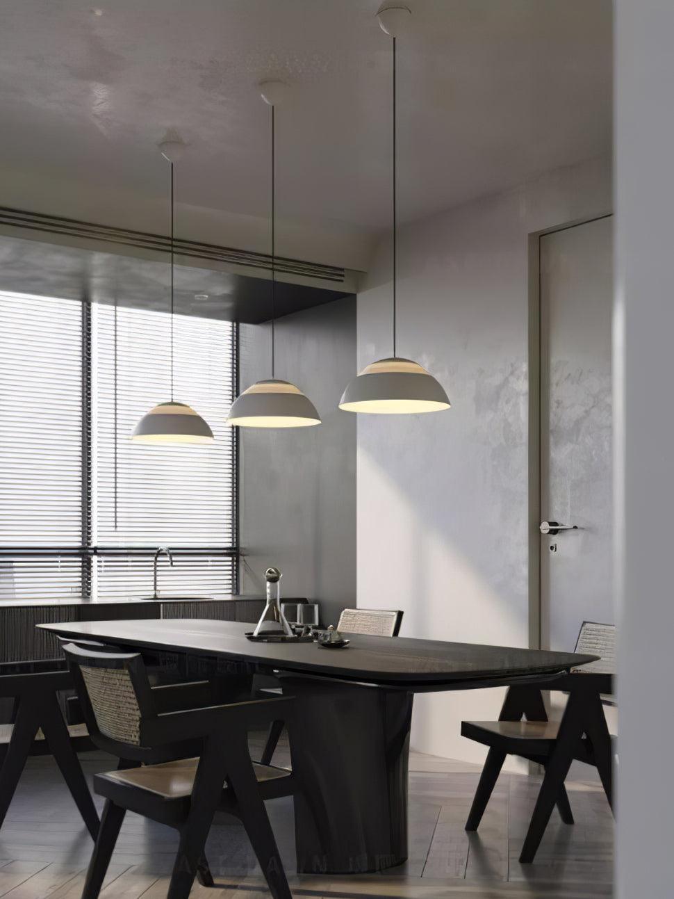 Abat Jour Metal Pendant Lamp Modern Dimmable Dining Room Living Room — Black White 14 to 19 Inch