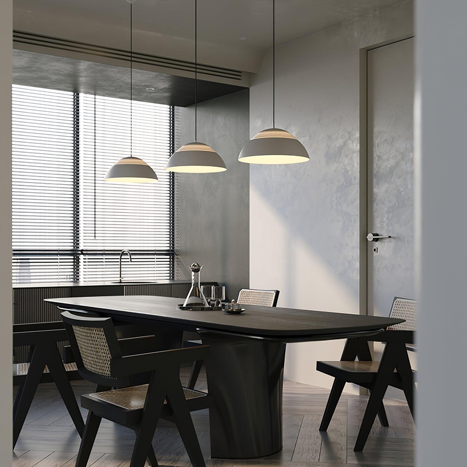 Abat Jour Metal Pendant Lamp Modern Dimmable Dining Room Living Room — Black White 14 to 19 Inch
