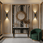 Abigali Straight Gold Wall Lamp Elegant Bedroom Hallway Living Room — Black White Gold 15 to 18 Inch