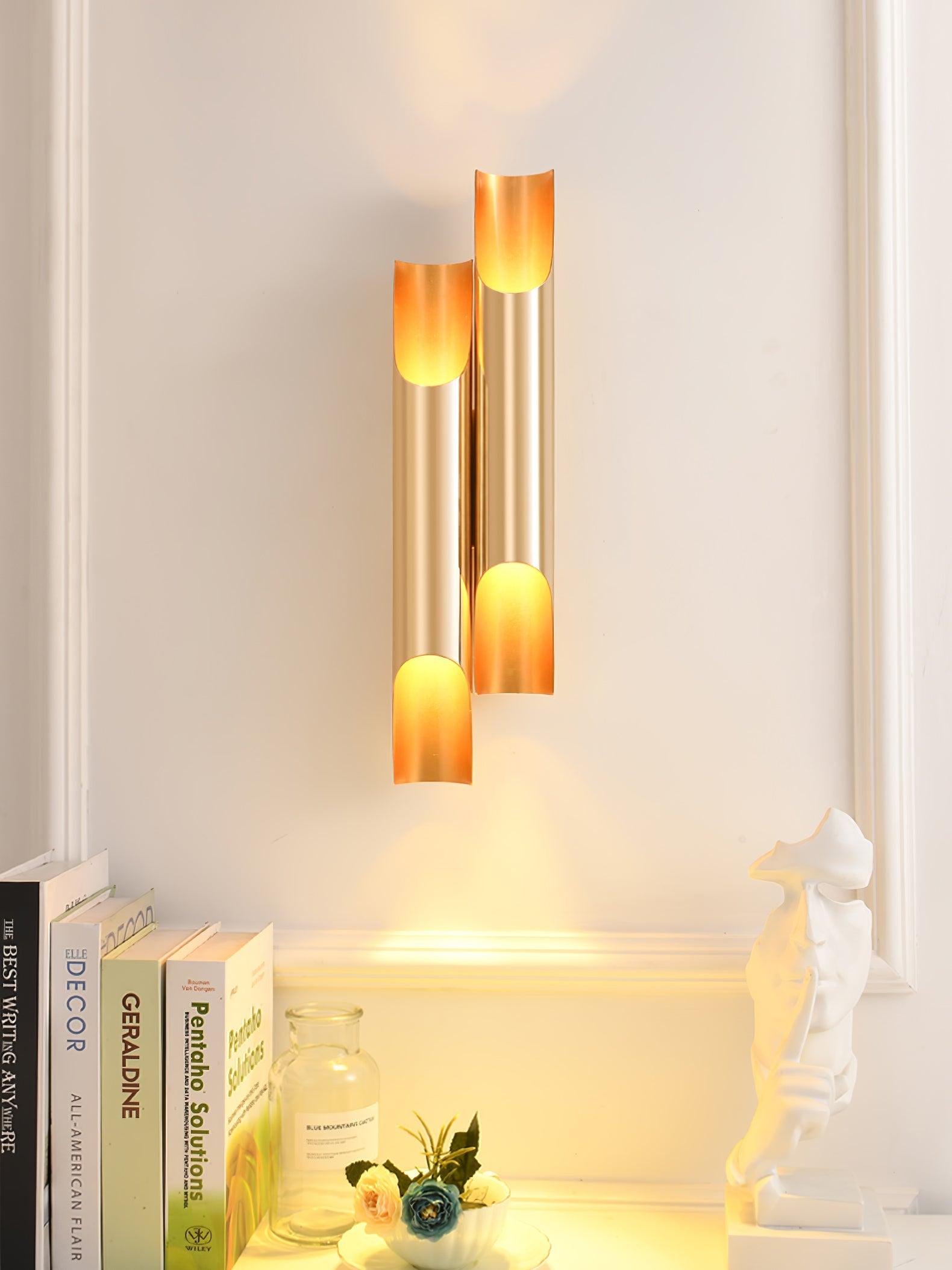 Abigali Straight Gold Wall Lamp Elegant Bedroom Hallway Living Room — Black White Gold 15 to 18 Inch