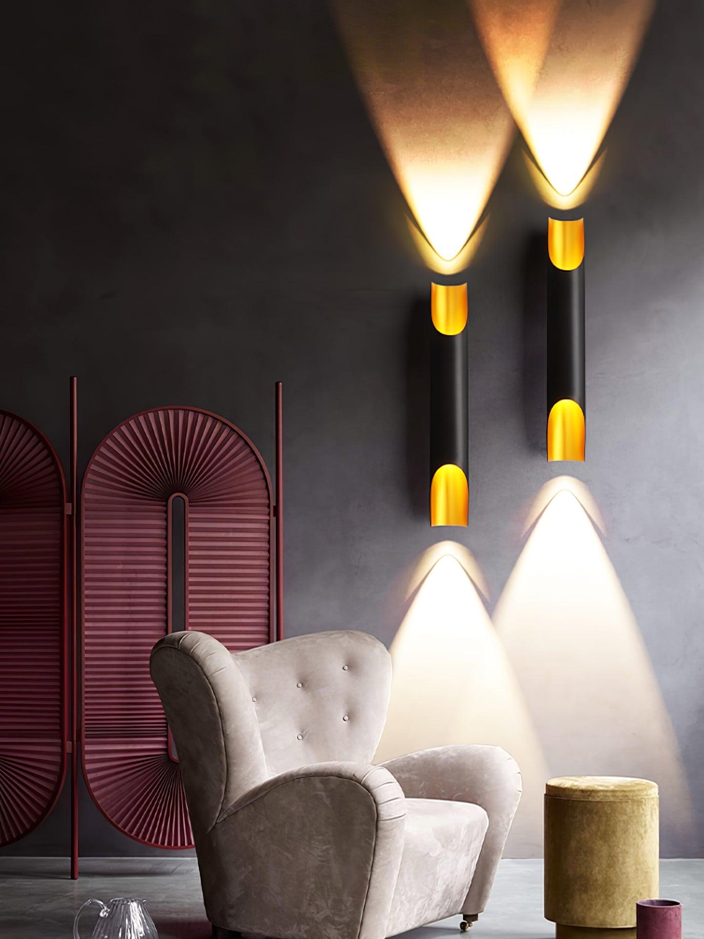 Abigali Straight Gold Wall Lamp Elegant Bedroom Hallway Living Room — Black White Gold 15 to 18 Inch