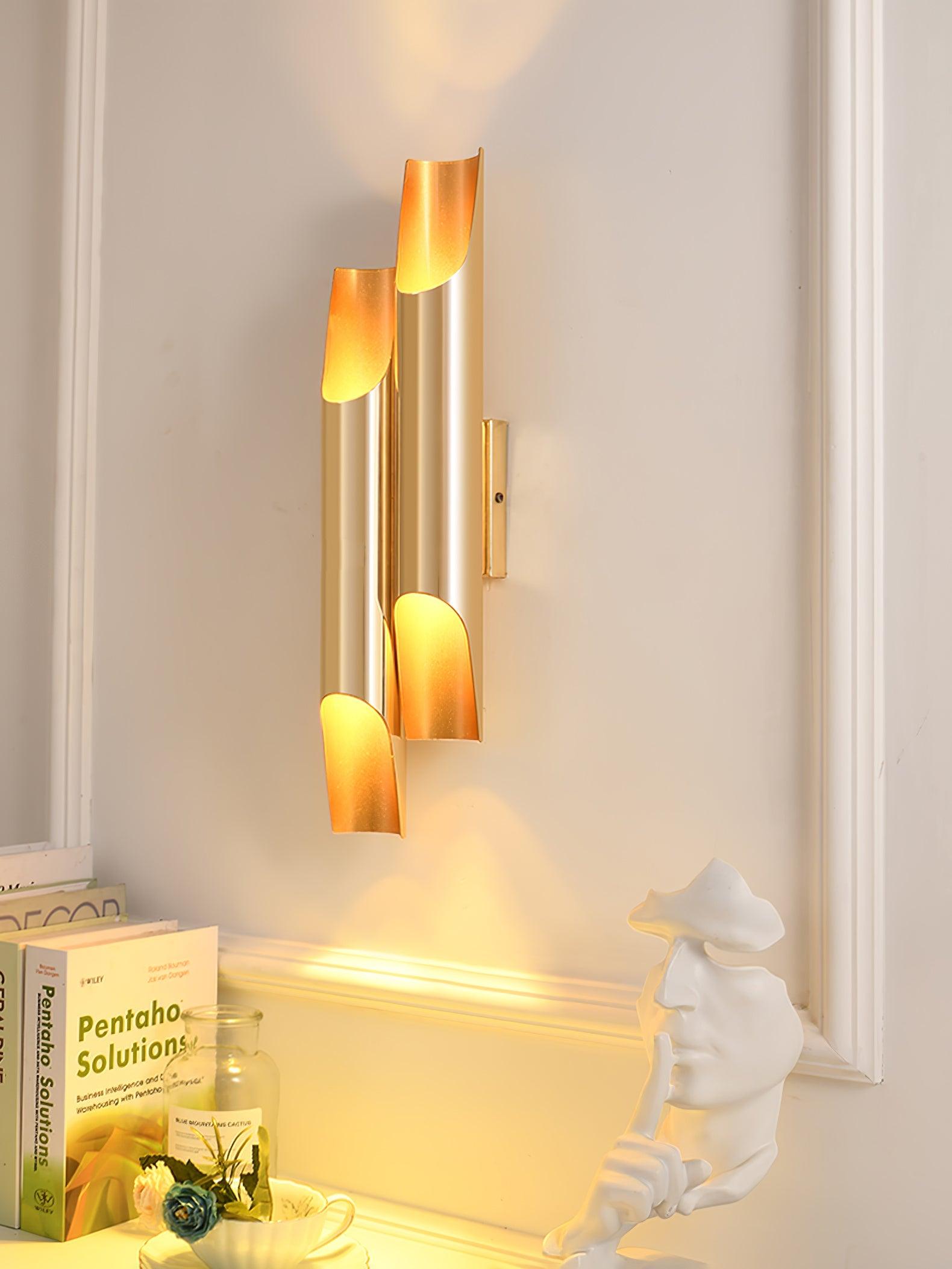 Abigali Straight Gold Wall Lamp Elegant Bedroom Hallway Living Room — Black White Gold 15 to 18 Inch