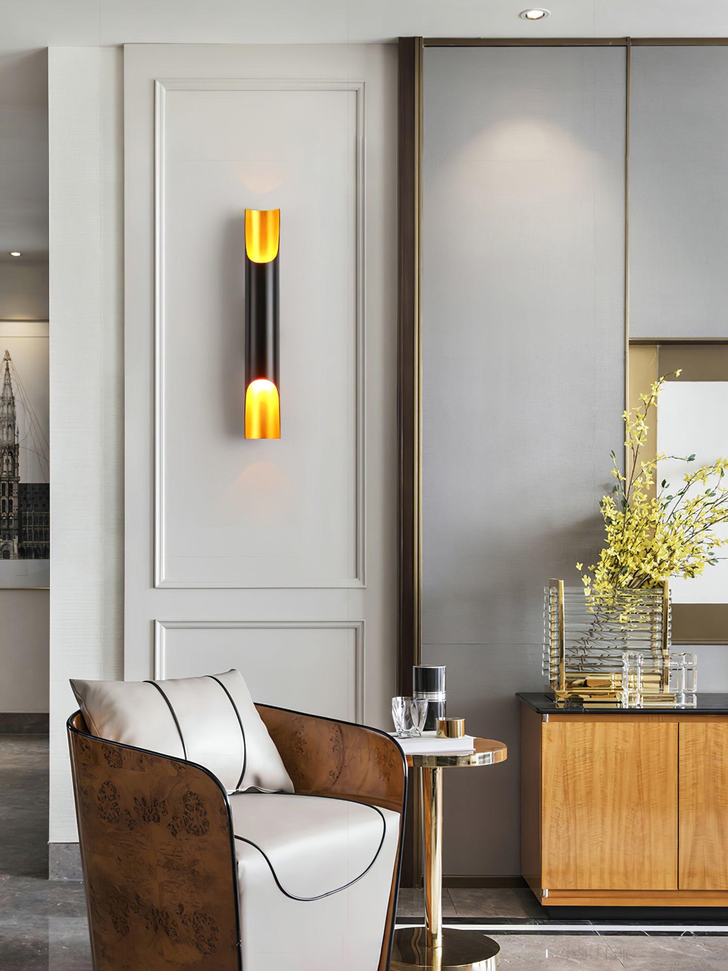 Abigali Straight Gold Wall Lamp Elegant Bedroom Hallway Living Room — Black White Gold 15 to 18 Inch