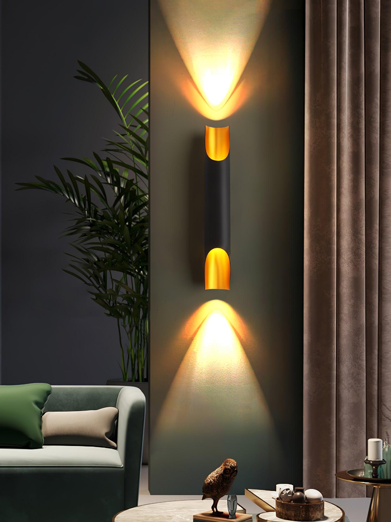 Abigali Straight Gold Wall Lamp Elegant Bedroom Hallway Living Room — Black White Gold 15 to 18 Inch