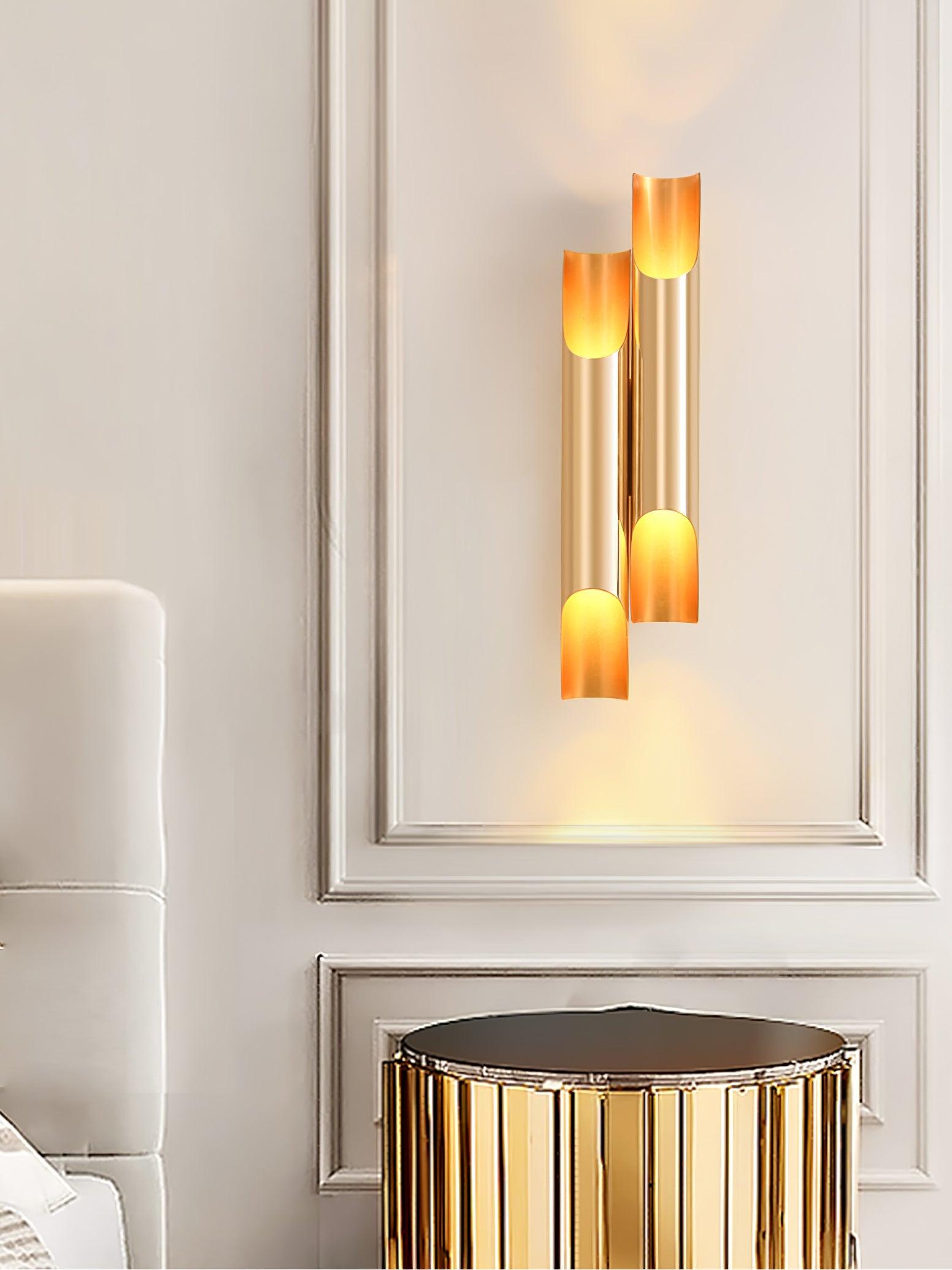 Abigali Straight Gold Wall Lamp Elegant Bedroom Hallway Living Room — Black White Gold 15 to 18 Inch