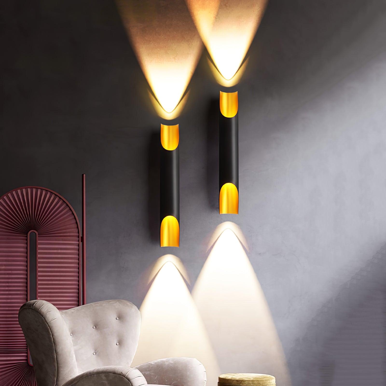 Abigali Straight Gold Wall Lamp Elegant Bedroom Hallway Living Room — Black White Gold 15 to 18 Inch