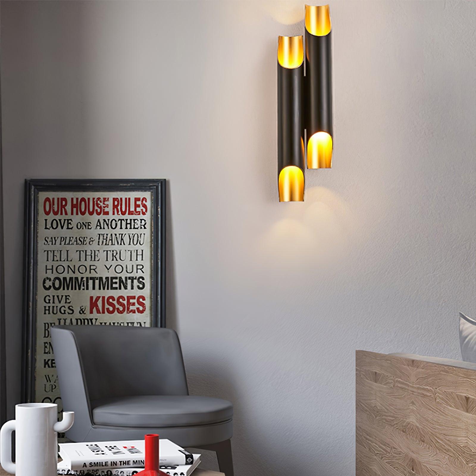 Abigali Straight Gold Wall Lamp Elegant Bedroom Hallway Living Room — Black White Gold 15 to 18 Inch