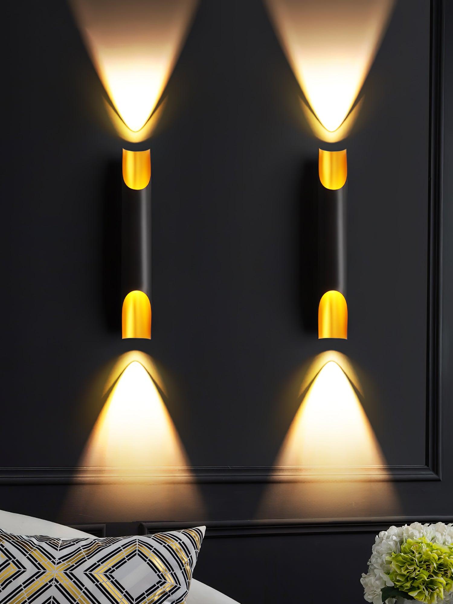 Abigali Straight Gold Wall Lamp Elegant Bedroom Hallway Living Room — Black White Gold 15 to 18 Inch