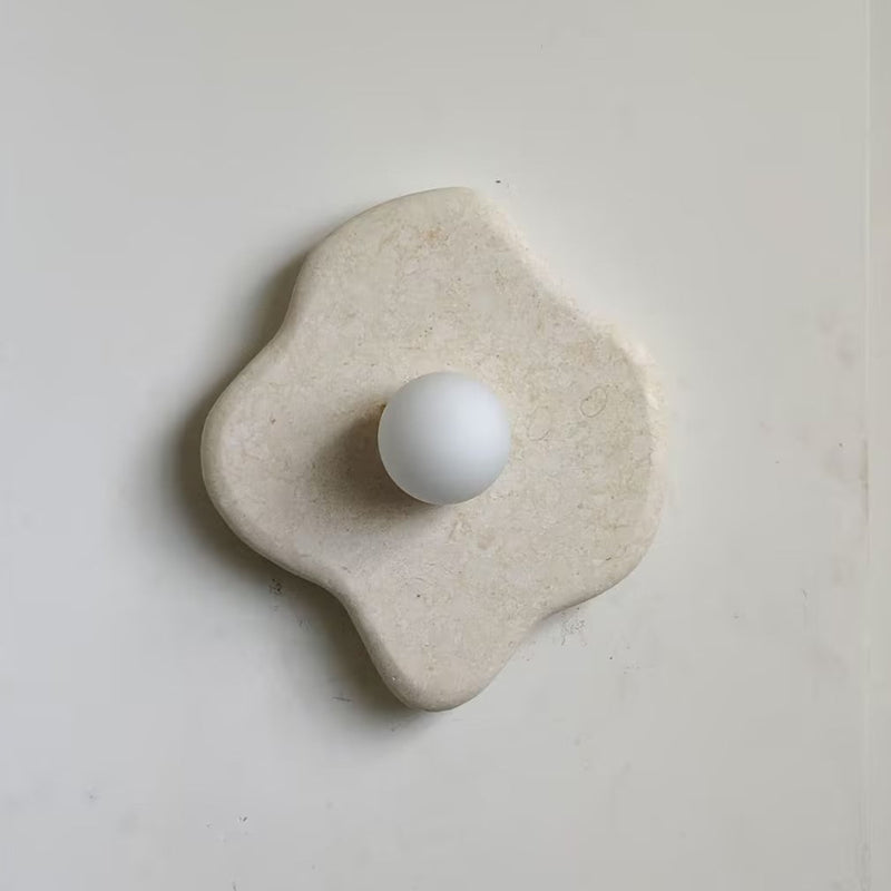 Abnormal Marble Wall Lamp Irregular Natural Stone LED Bedroom Living Room — Black White Grey