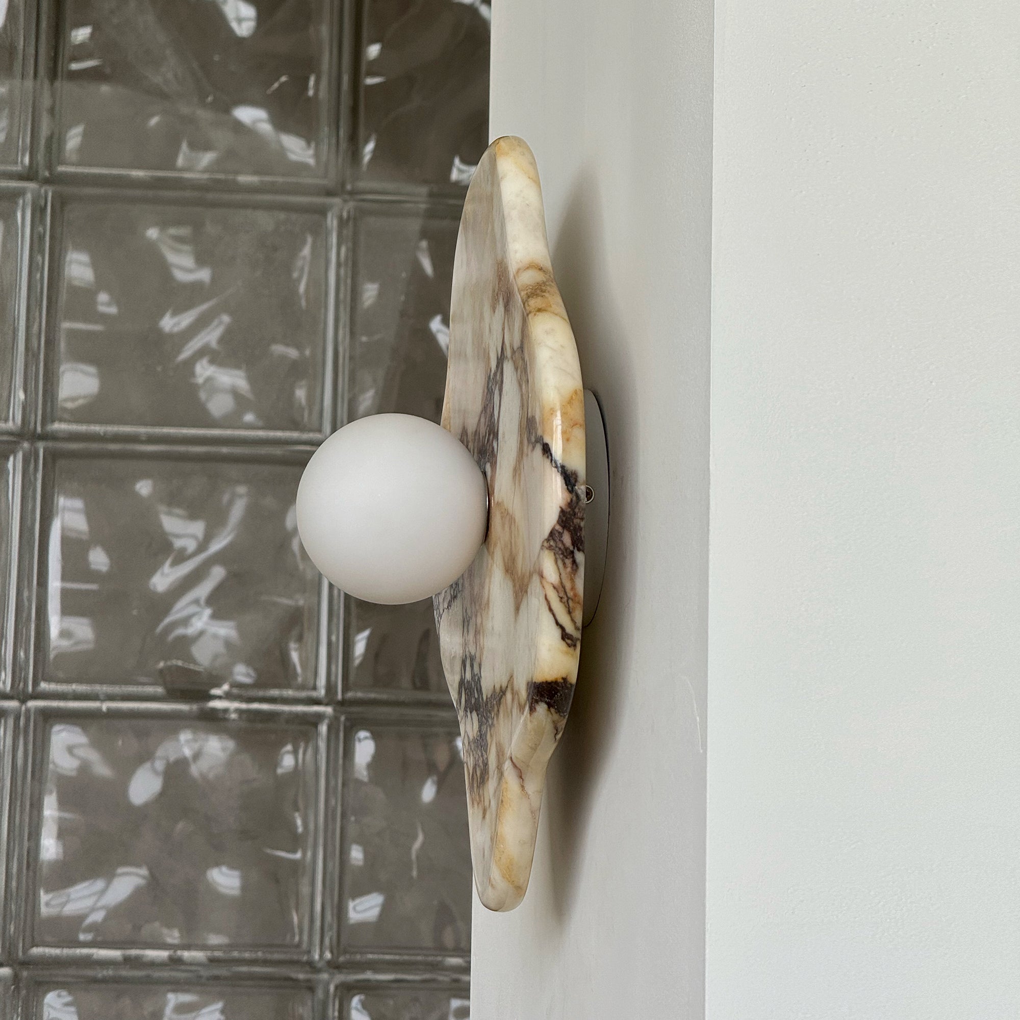 Abnormal Marble Wall Lamp Irregular Natural Stone LED Bedroom Living Room — Black White Grey