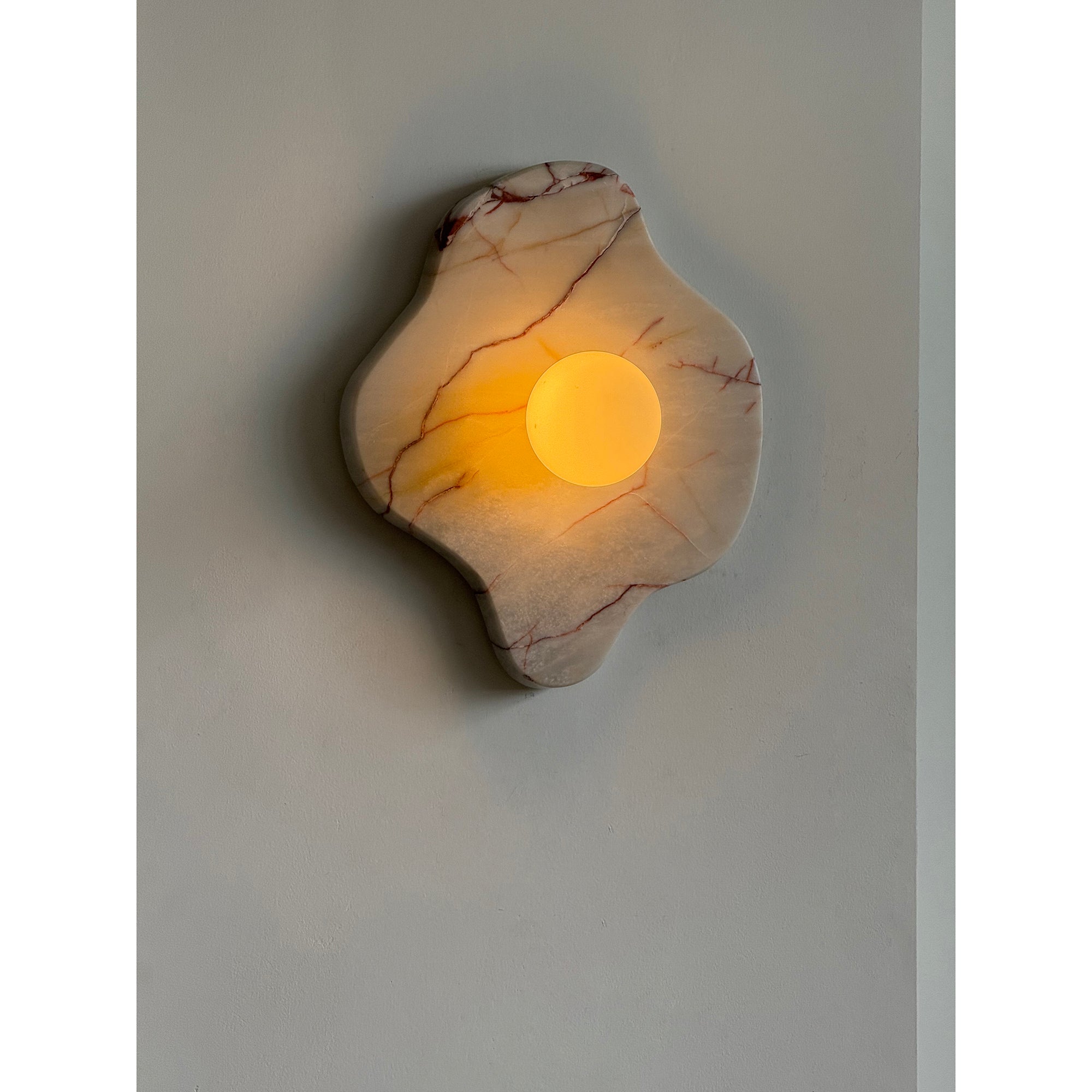 Abnormal Marble Wall Lamp Irregular Natural Stone LED Bedroom Living Room — Black White Grey
