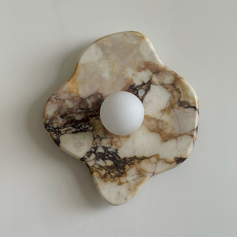 Abnormal Marble Wall Lamp Irregular Natural Stone LED Bedroom Living Room — Black White Grey