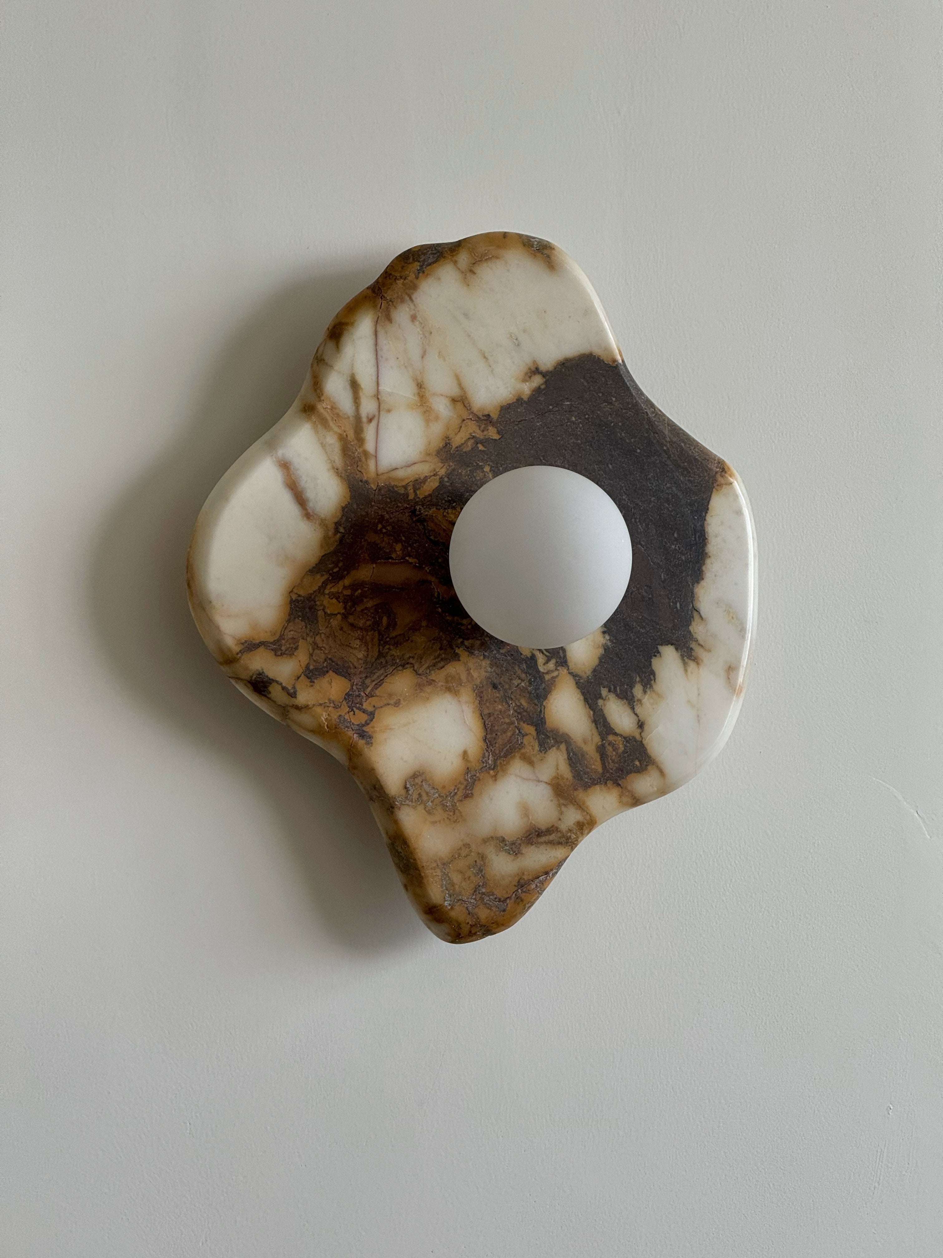Abnormal Marble Wall Lamp Irregular Natural Stone LED Bedroom Living Room — Black White Grey
