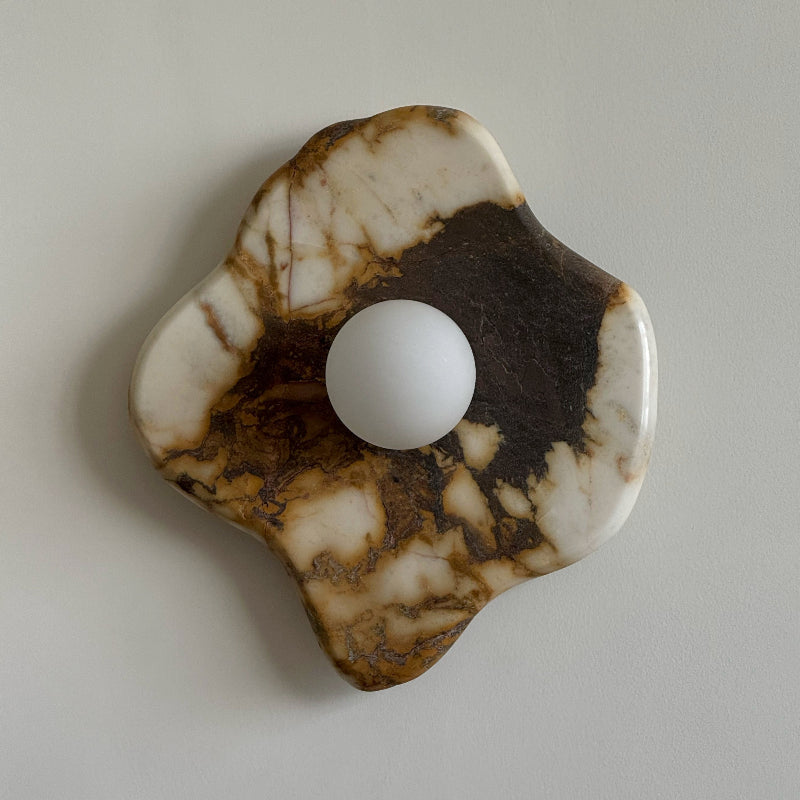 Abnormal Marble Wall Lamp Irregular Natural Stone LED Bedroom Living Room — Black White Grey