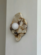 Abnormal Marble Wall Lamp Irregular Natural Stone LED Bedroom Living Room — Black White Grey