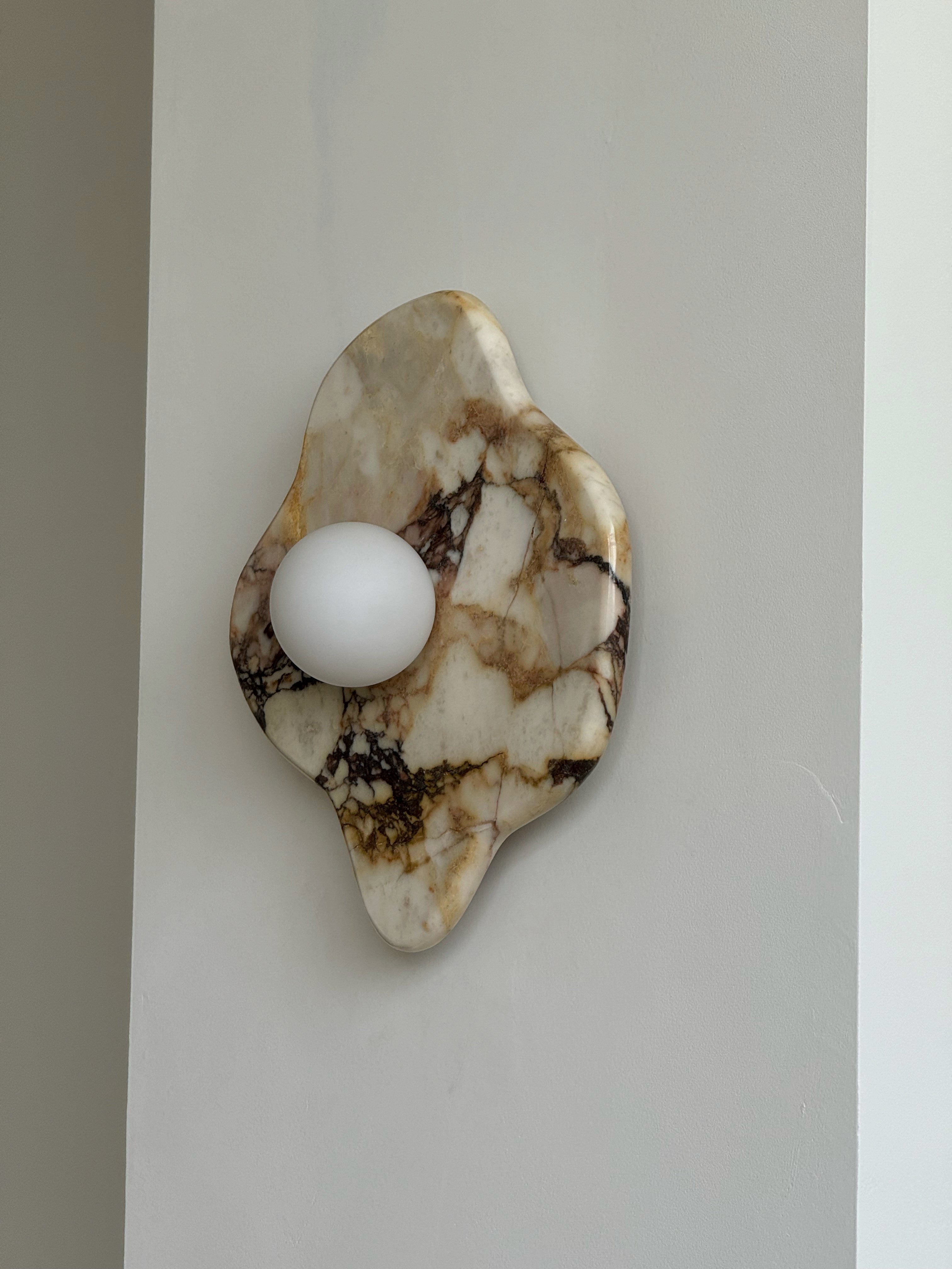 Abnormal Marble Wall Lamp Irregular Natural Stone LED Bedroom Living Room — Black White Grey