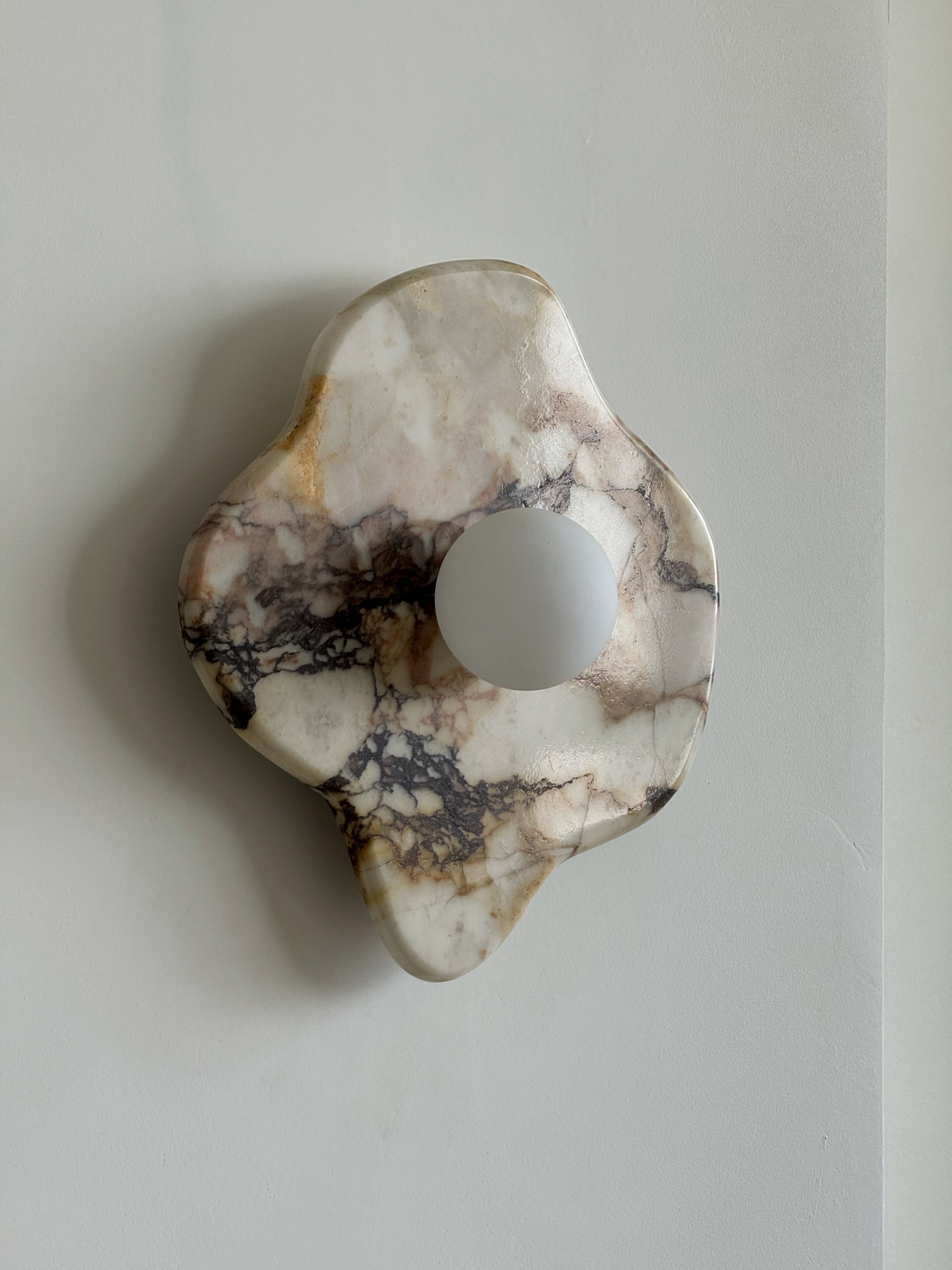 Abnormal Marble Wall Lamp Irregular Natural Stone LED Bedroom Living Room — Black White Grey