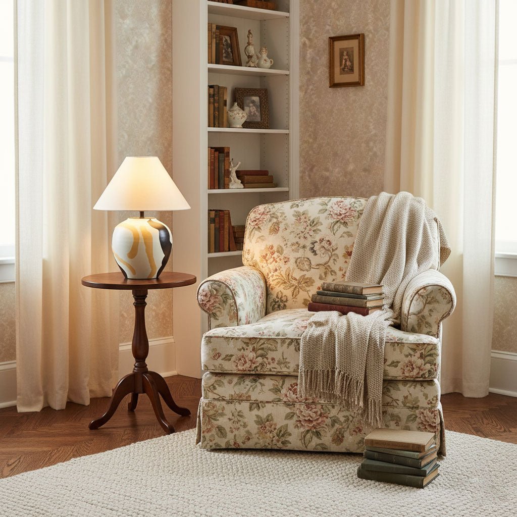 Abstract Ceramic Table Lamp Artistic Terracotta Bedside Living Room — 16 Inch US Plug
