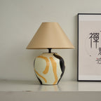 Abstract Ceramic Table Lamp Artistic Terracotta Bedside Living Room — 16 Inch US Plug