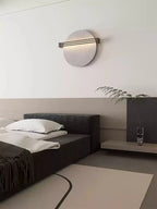 Abstract Sunrise Felt Wall Sconce Artistic LED Light & Art Bedroom Living Room — Grey Orange Blue