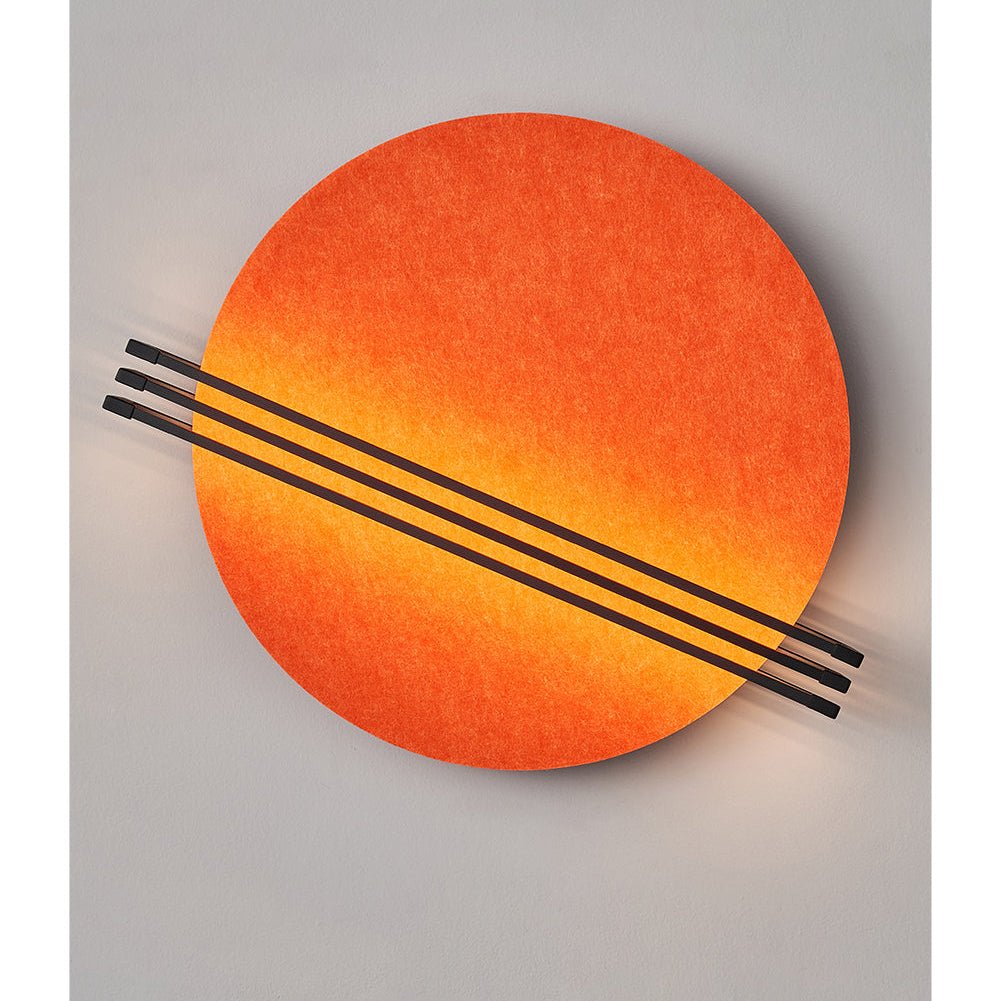 Abstract Sunrise Felt Wall Sconce Artistic LED Light & Art Bedroom Living Room — Grey Orange Blue