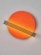 Abstract Sunrise Felt Wall Sconce Artistic LED Light & Art Bedroom Living Room — Grey Orange Blue