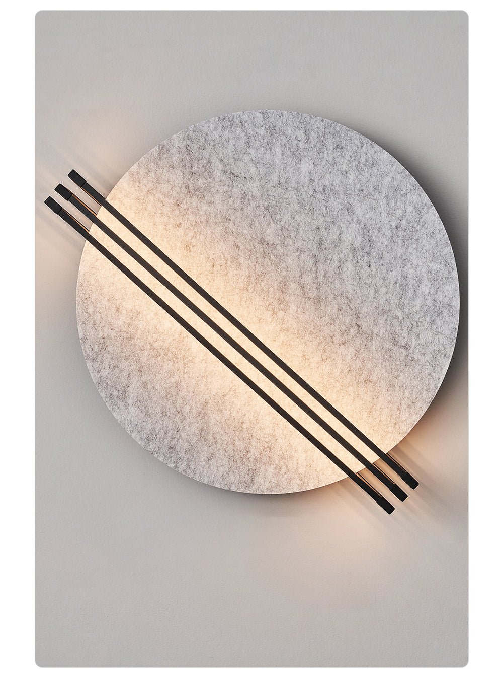Abstract Sunrise Felt Wall Sconce Artistic LED Light & Art Bedroom Living Room — Grey Orange Blue
