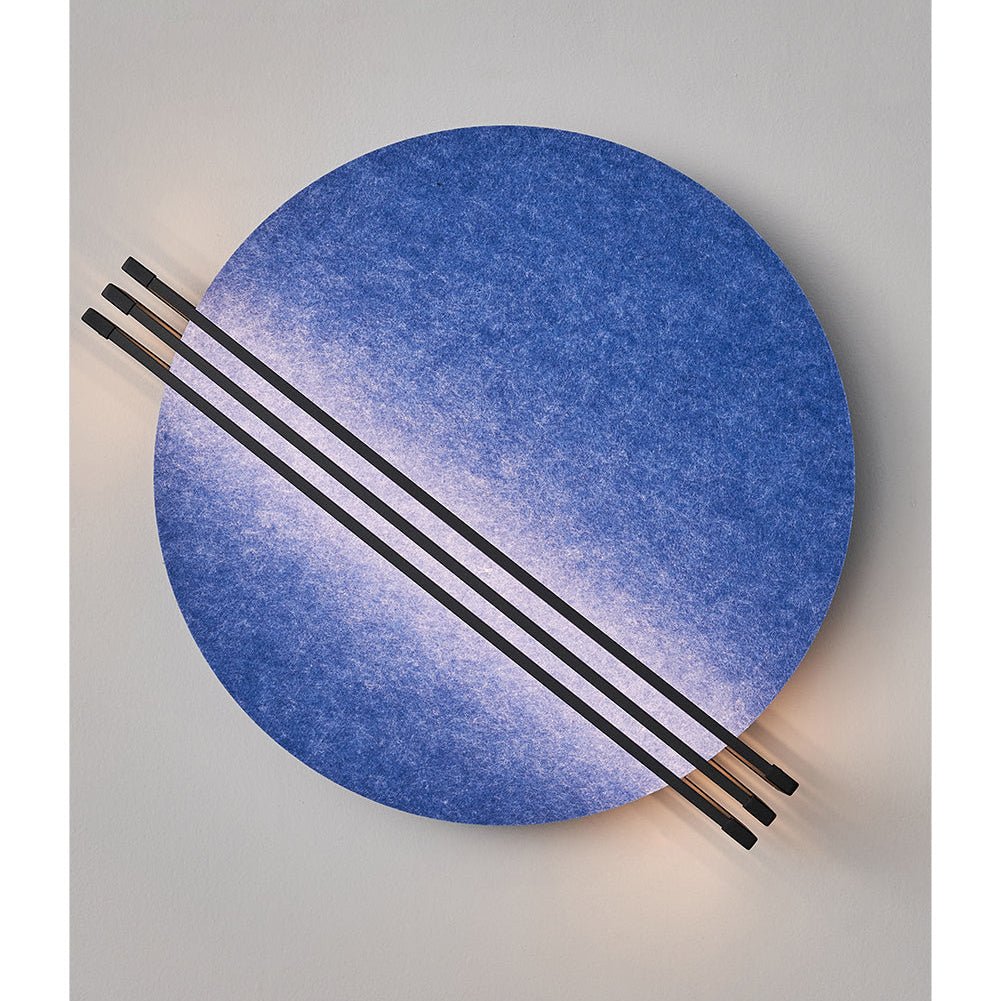 Abstract Sunrise Felt Wall Sconce Artistic LED Light & Art Bedroom Living Room — Grey Orange Blue