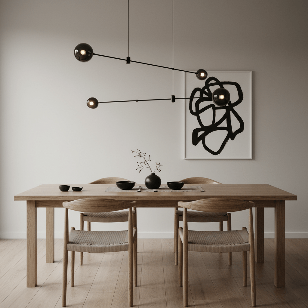 Acaba Asymmetric Glass Chandelier Modern Dining Room Living Room — Black 2 to 6 Heads