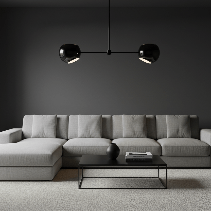 Acaba Asymmetric Glass Chandelier Modern Dining Room Living Room — Black 2 to 6 Heads
